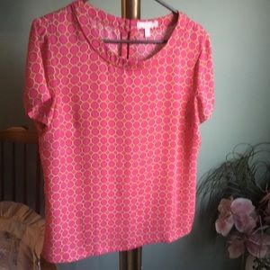 Ladies Coral Short Sleeved Top By Banana Republic - Sz 12 - EUC